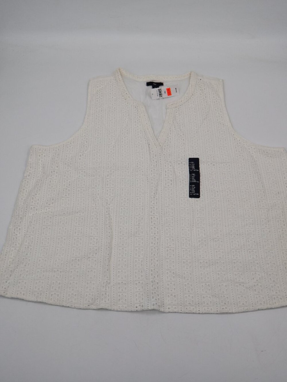 Gap Eyelet Lace Shell Top Womens XXL White Sleeveless Split Neck New